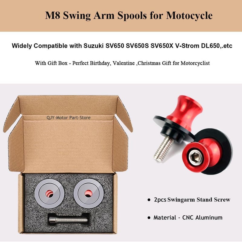 FREAXLL 2pcs M8*1.5 Motorcycle Swing Arm Sliders Spools Fit with S-uzuki SV650 SV 650 SV650X SV650S V-strom DL650 DL1000 (Red) - Image 3